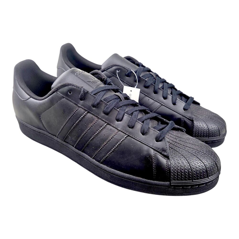 adidas Superstar Shoes Mens Size 19 Black Leather Originals AF5666 Triple Black